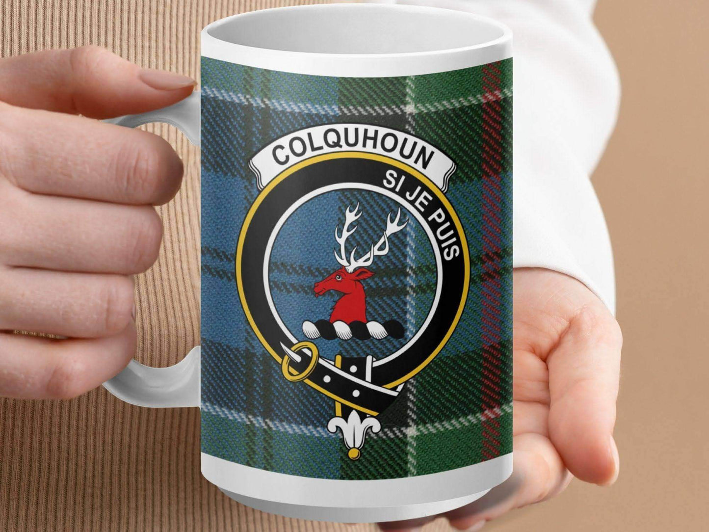 Colquhoun Family Crest Highland Tartan Mug product