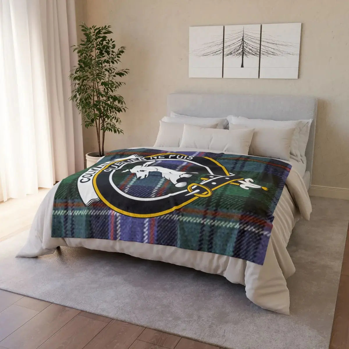 Cozy Mickey Mouse Army Green and Plaid Throw Blanket