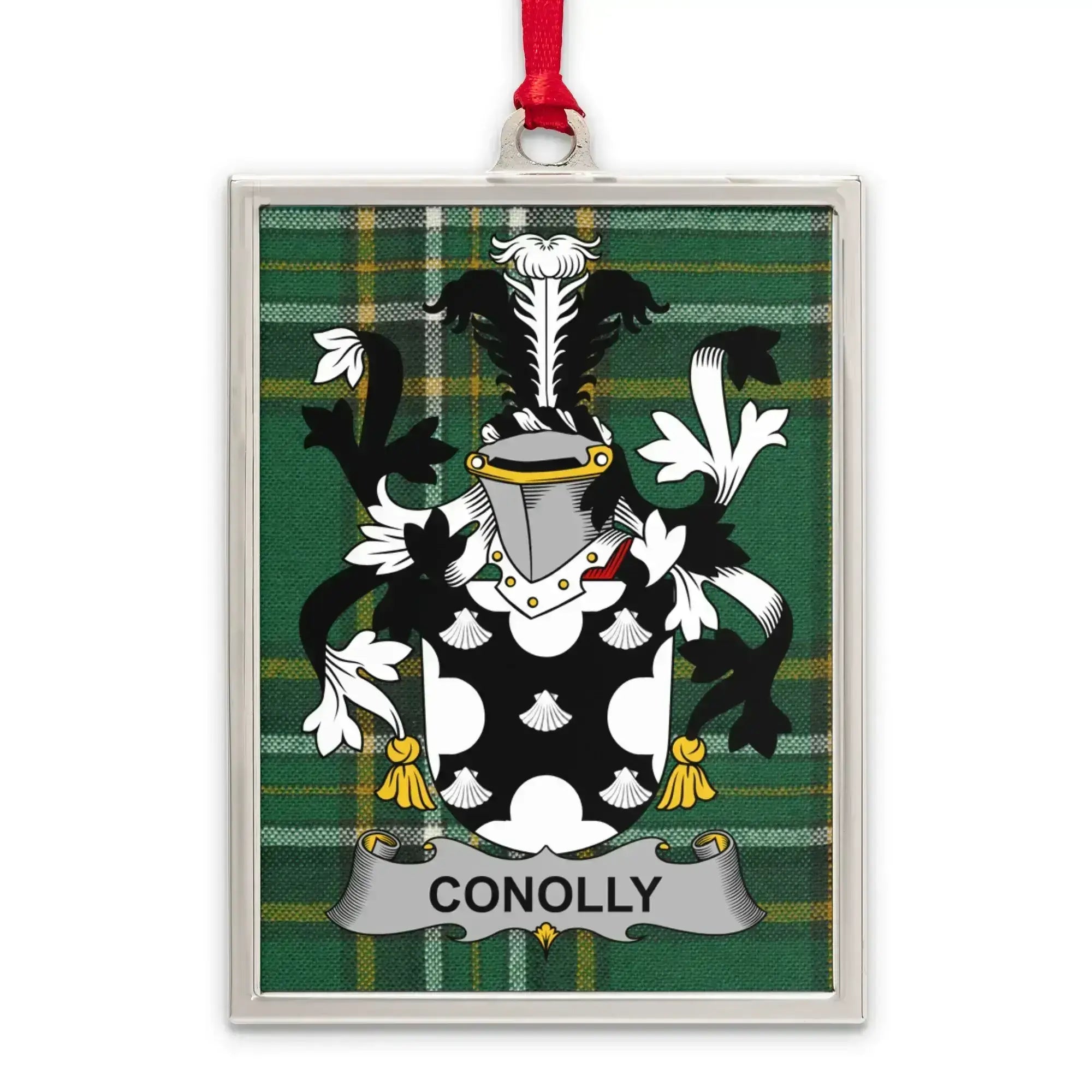 Conolly Family Crest Plaid Green Background product