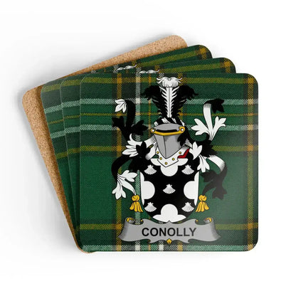 Conolly Family Crest on Checkered Pattern Coaster product