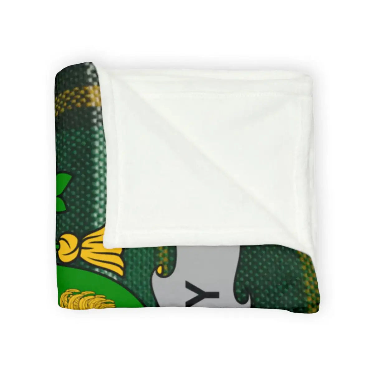 Cozy Warm Fleece Blanket with Green and Yellow Design