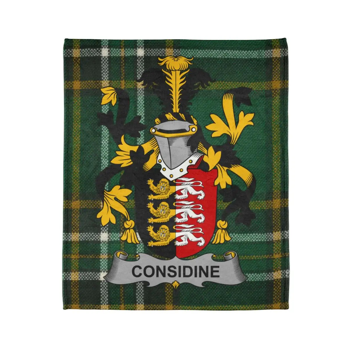 Considine Family Crest on Plaid Background Blanket