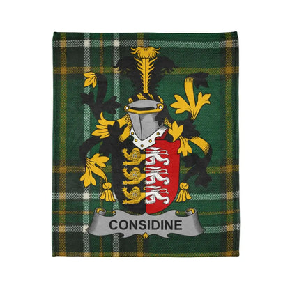 Considine Family Crest on Plaid Background Blanket
