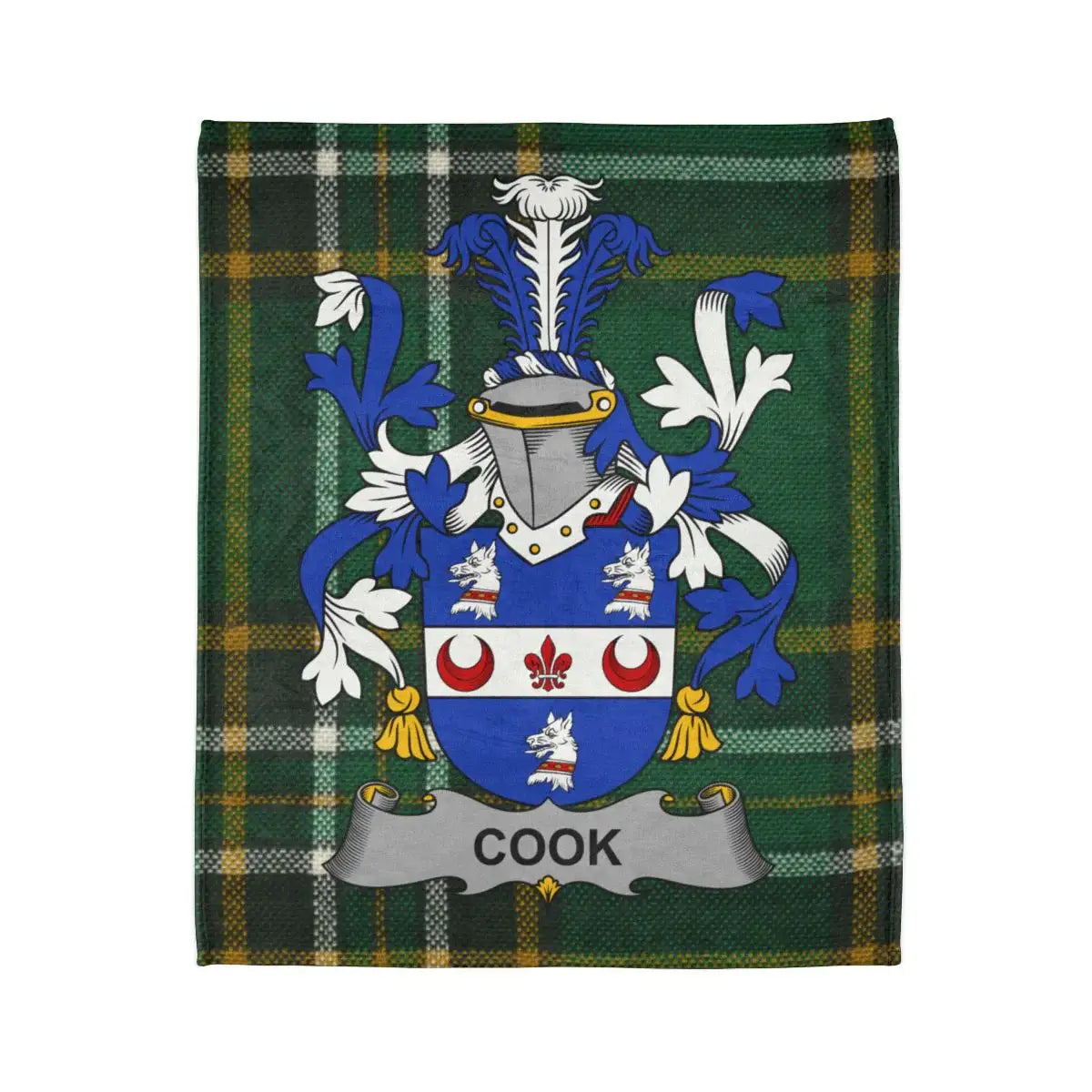 Cook Coat of Arms and Family Crest Tartan Blanket