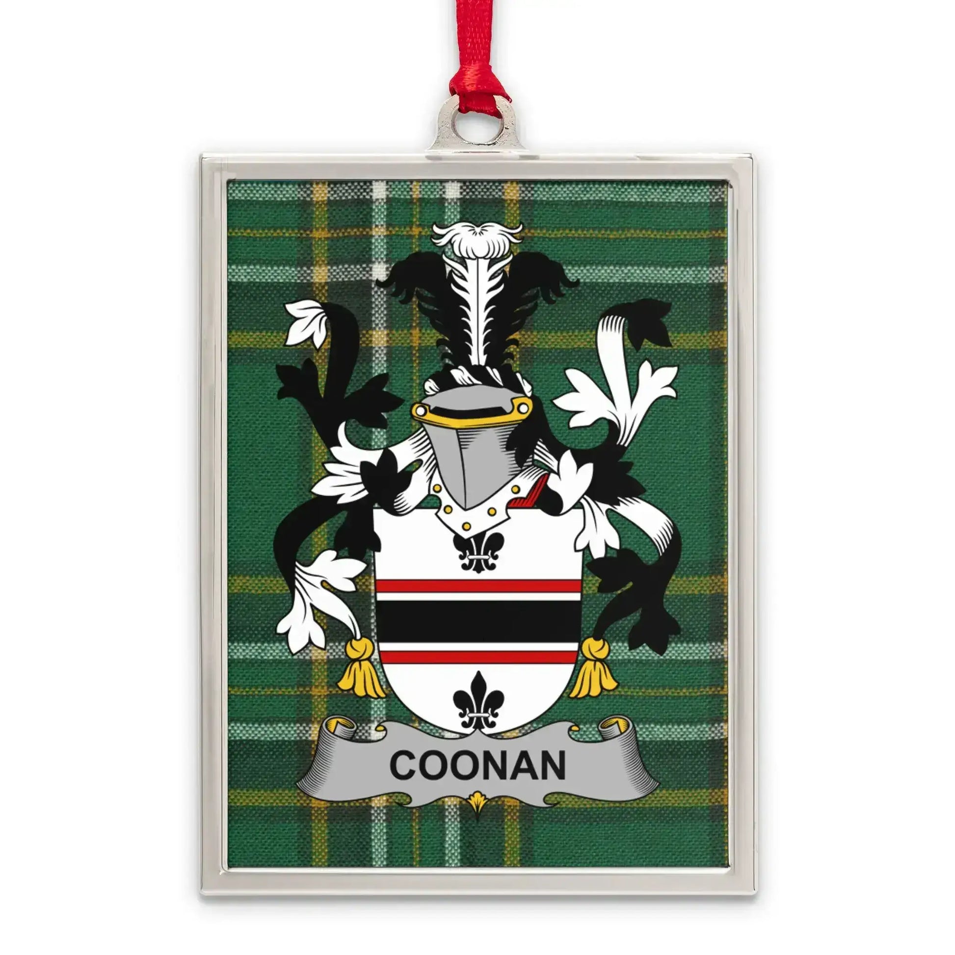 Coonan Family Crest Plaid Background Ornament product