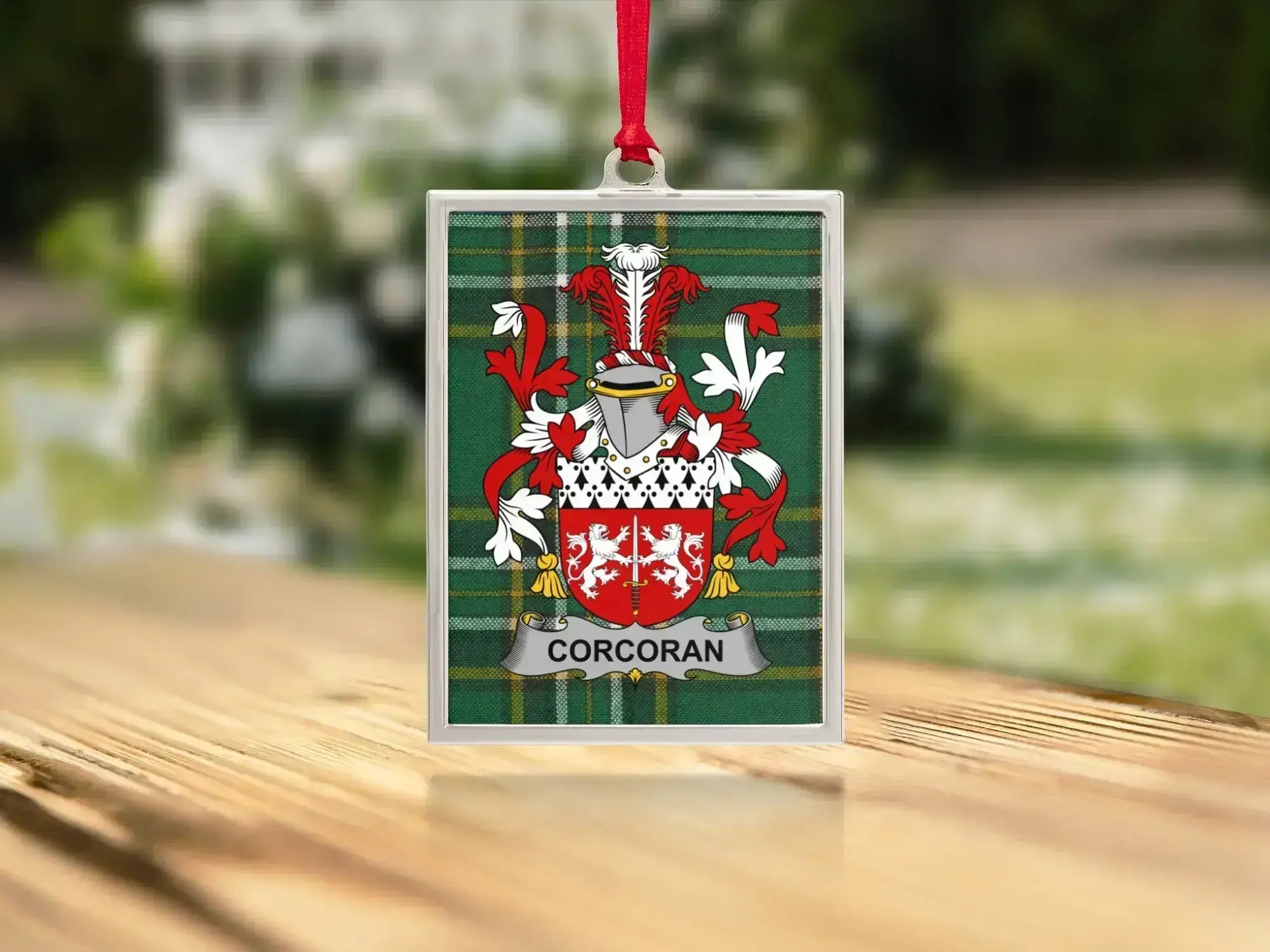 Corcoran Family Crest Plaid Patterned Ornament product