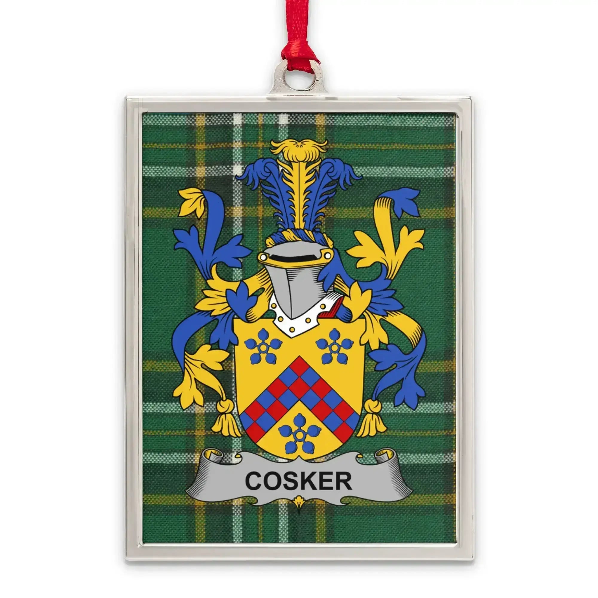 Cosker Family Crest Plaid Design Rectangular Ornament