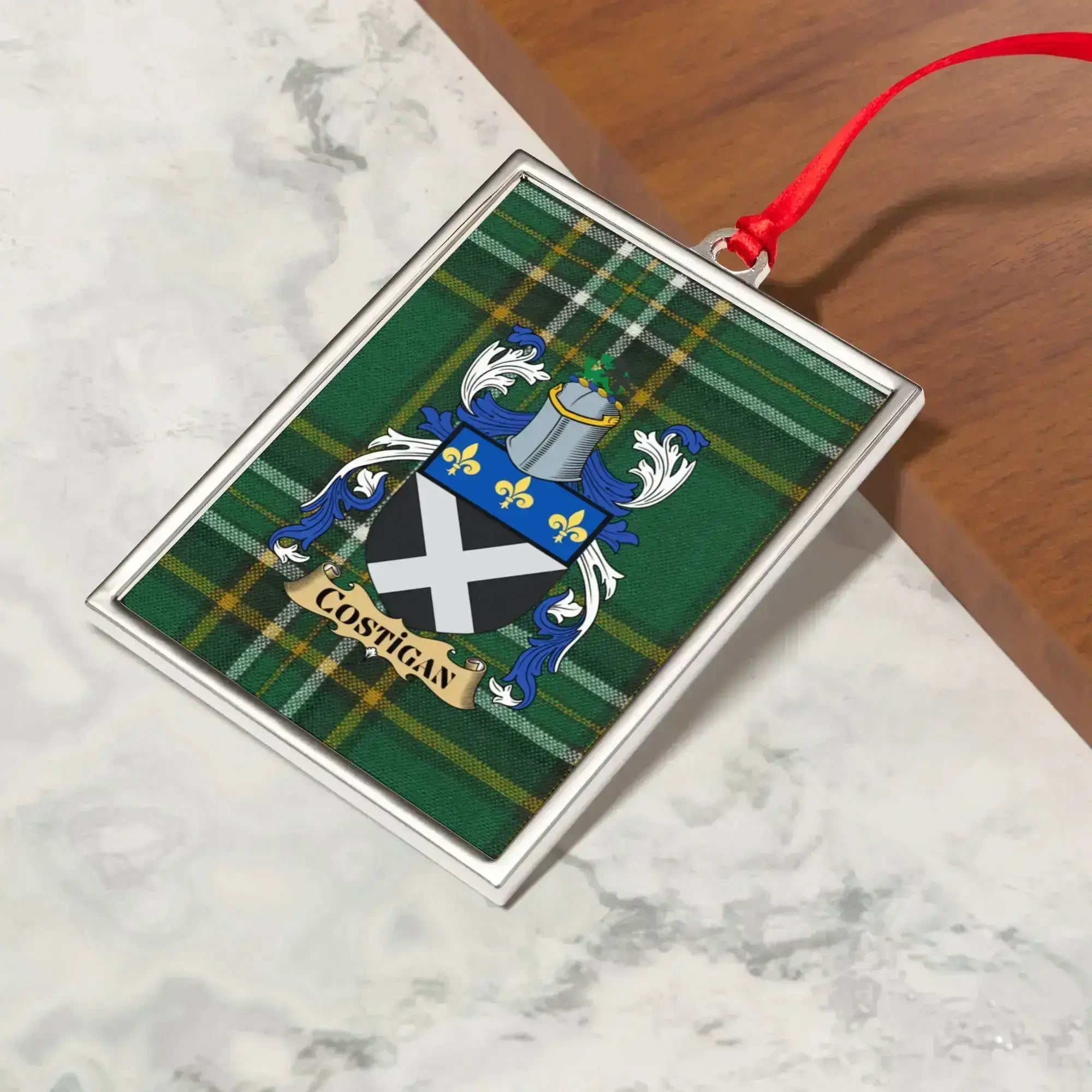 Family Crest With Tartan Square Ornament product