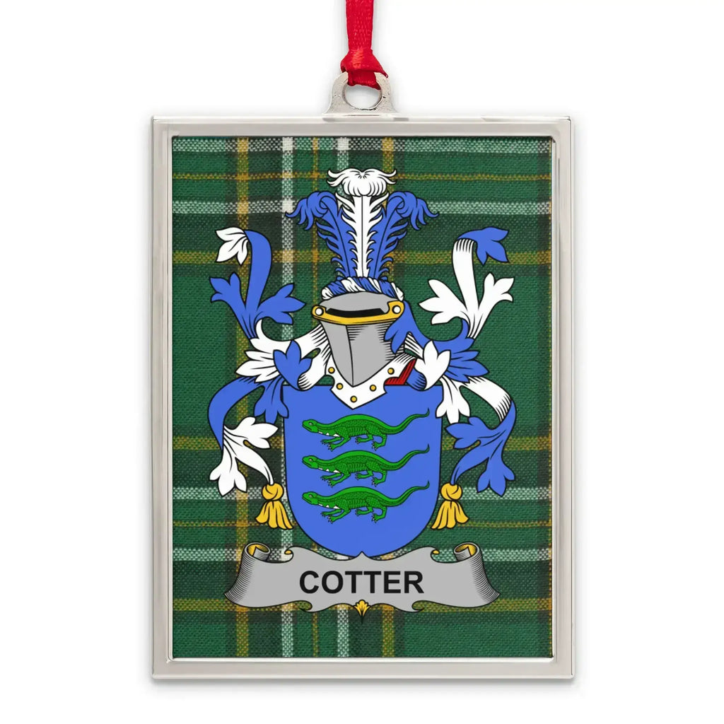 Green Plaid Ornament Featuring Cotter Family Crest product