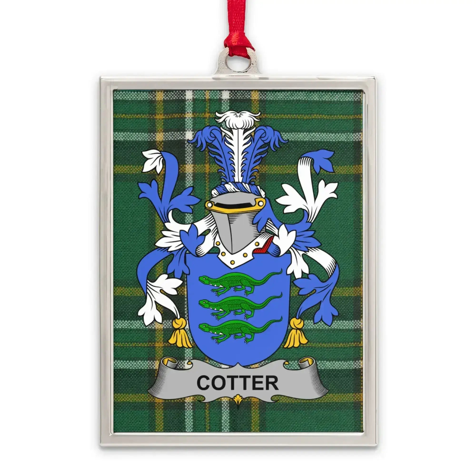 Green Plaid Ornament Featuring Cotter Family Crest product