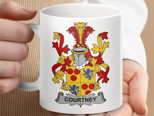 Courtney Surname Irish Family Crest Mug - Celtic Ancestry Gifts