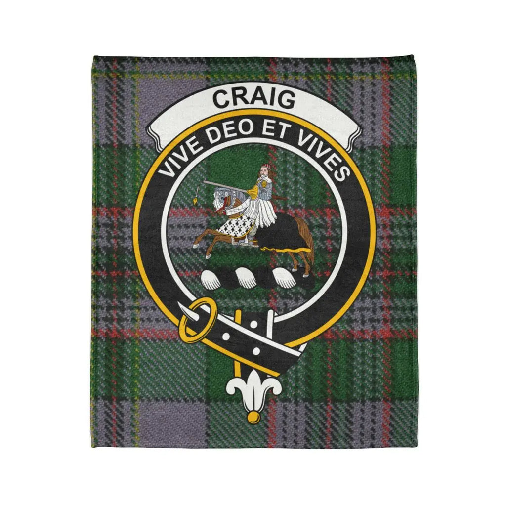 Craig Clan Crest Tartan Blanket Decorative Item