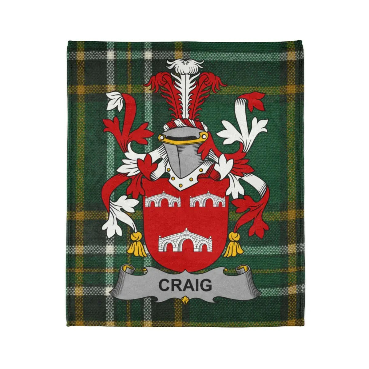 Craig Family Crest Shield Tartan Background product