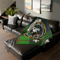Clan Cranstoun tartan throw blanket — 50x60 printed polyester, crest design on front