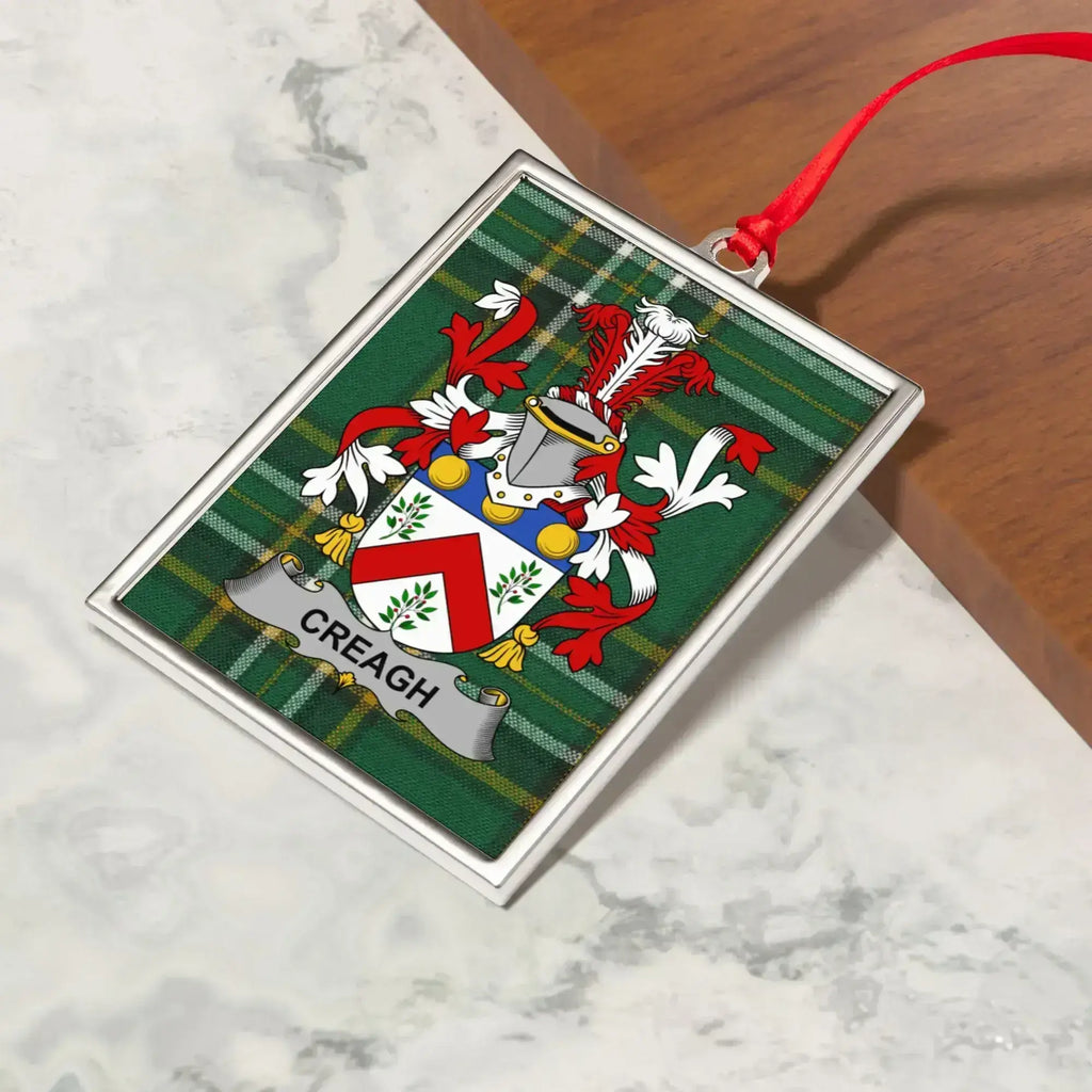 Creagh Family Crest Plaid Metal Ornament product