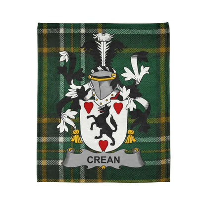 Crean Tartan Blanket with Family Crest Design