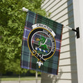 Clan Crichton tartan garden flag — full-colour outdoor flag showing crest and motto God Send Grace