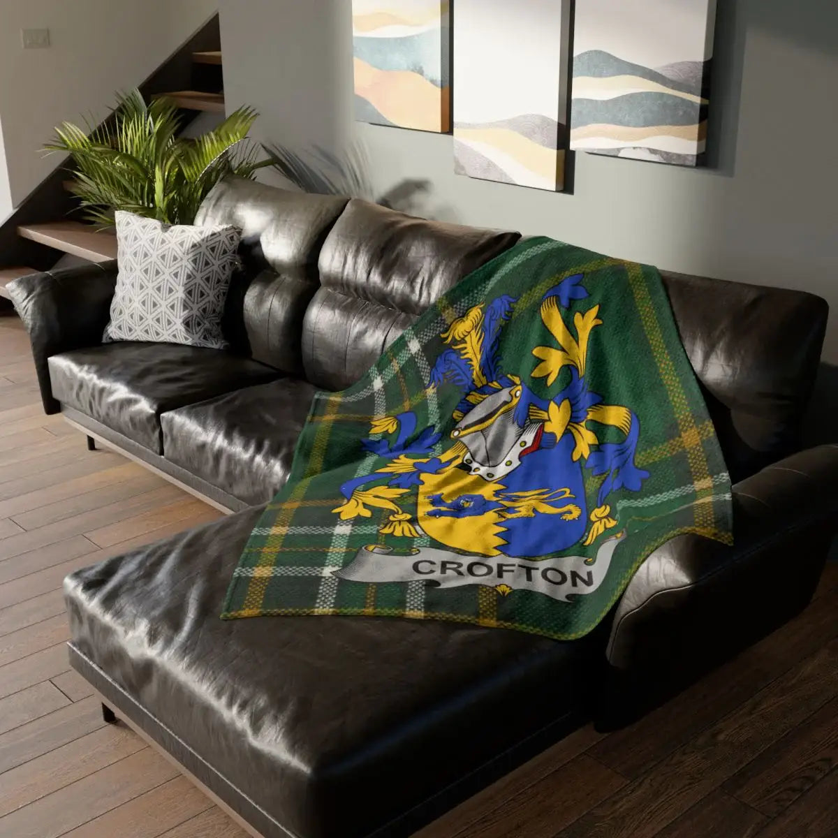 Crofton Coat of Arms Throw Blanket for Stylish Home Decor