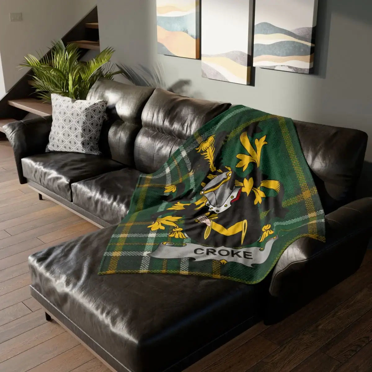 Croke Family Crest Tartan Blanket for Home Decor