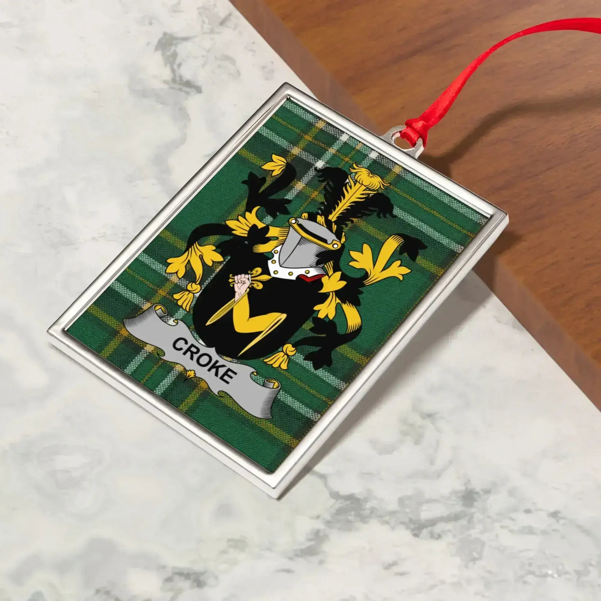 Croke Family Crest Plaid Border Christmas Ornament product