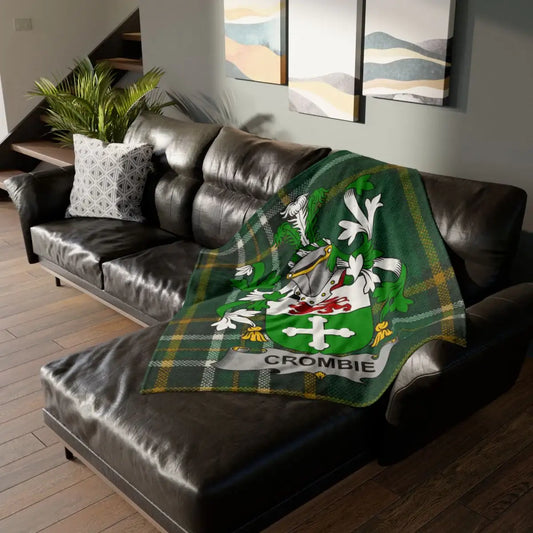 Crombie Family Crest Tartan Plaid Throw Blanket