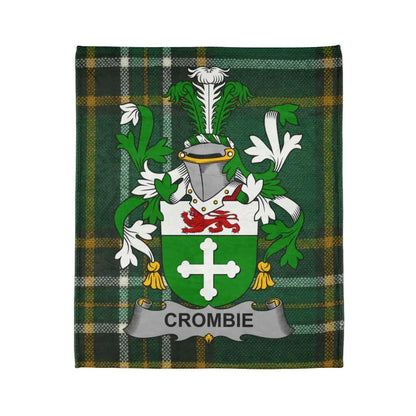 Crombie Family Crest on Green Tartan Blanket Product