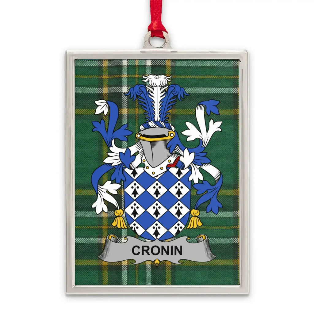 Cronin Family Crest on Tartan Plaid Ornament product