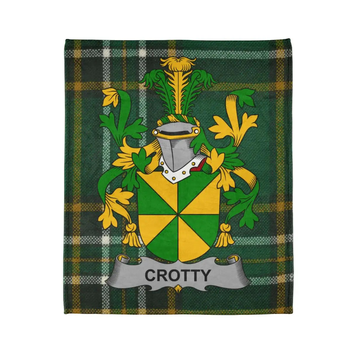 Personalized Crotty Family Crest Plaid Blanket