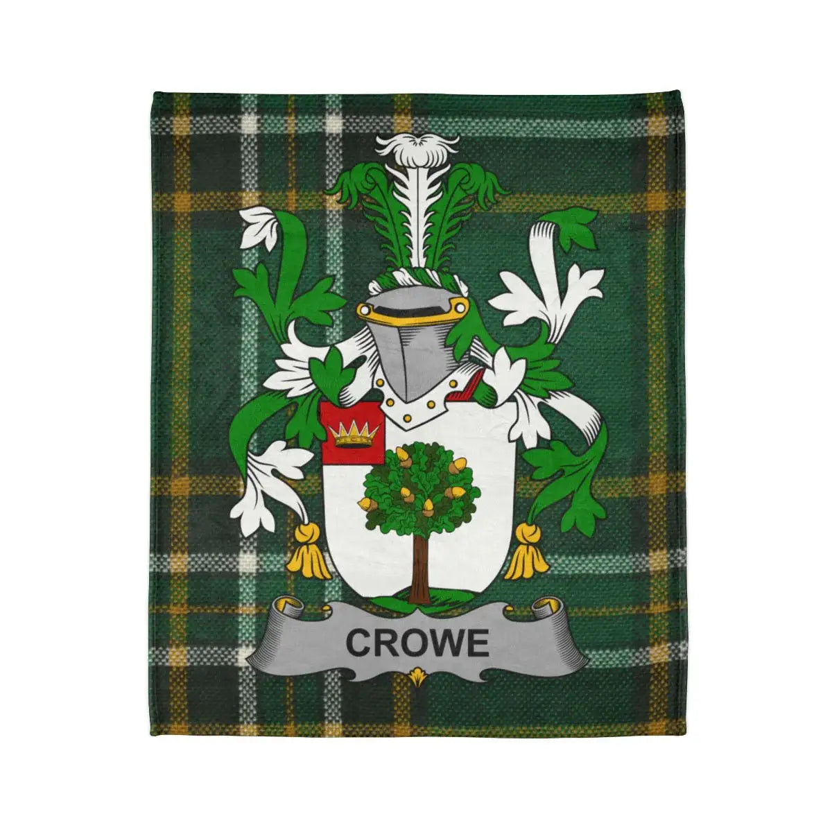 Crowe Family Crest Green Tartan Blanket Product