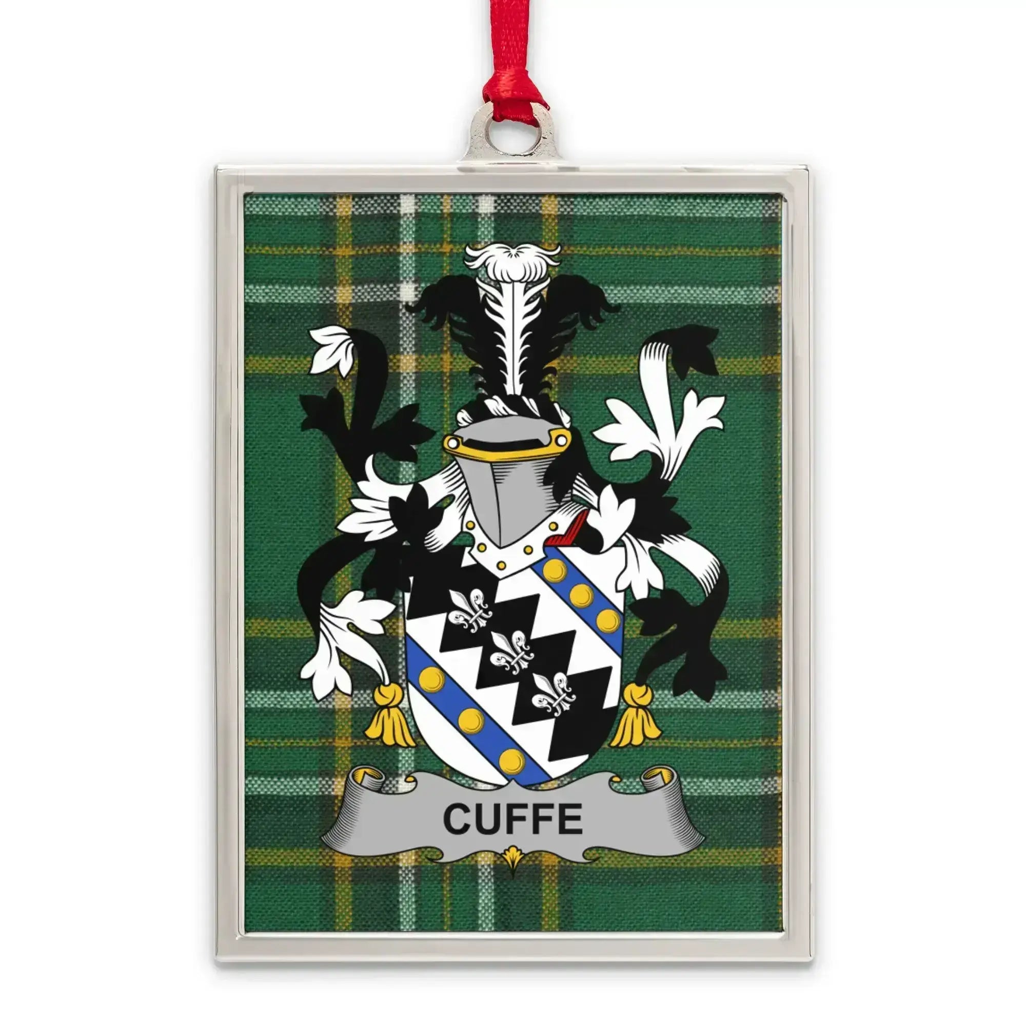 Personalized Cuffe Family Crest Plaid Ornament product