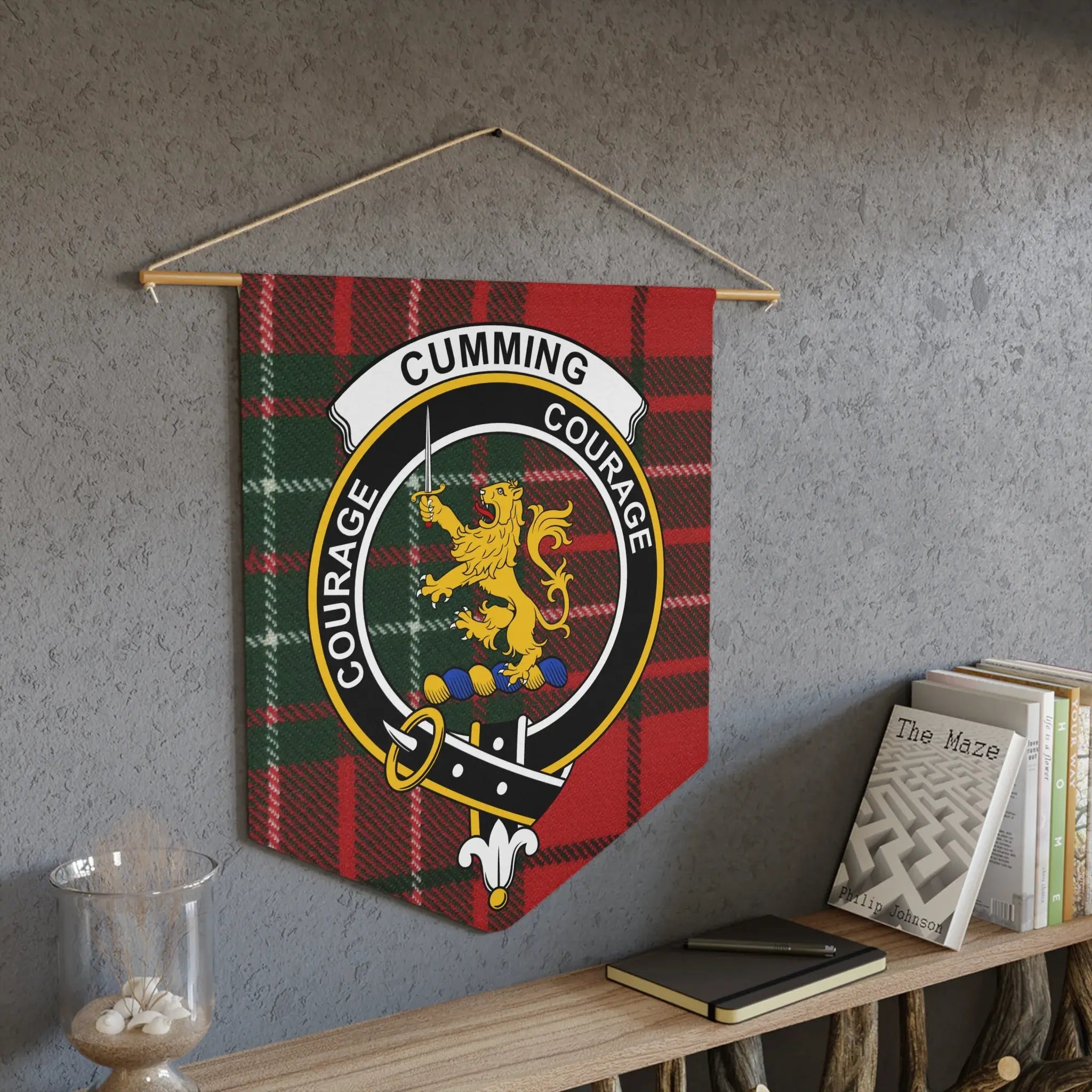 Cumming Courage Family Crest Tartan Banner product type