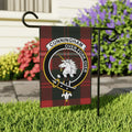Cunningham Over Fork Over tartan garden flag 24x32 inches — larger outdoor size with unicorn crest
