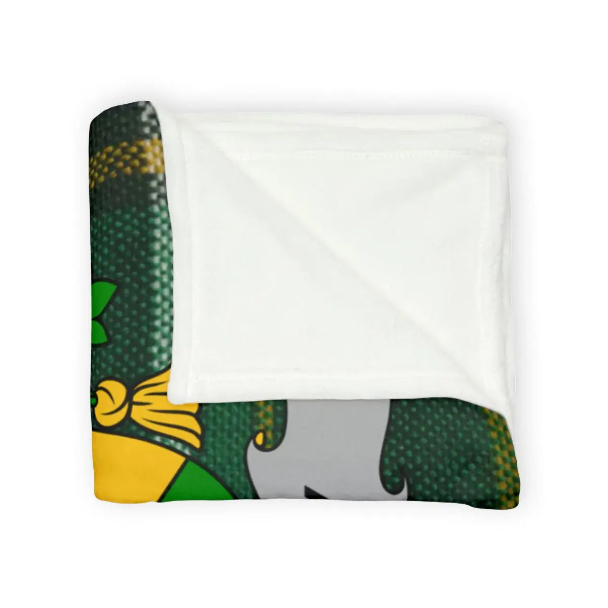 Green Mixed Color Illustrated Cozy Fleece Blanket
