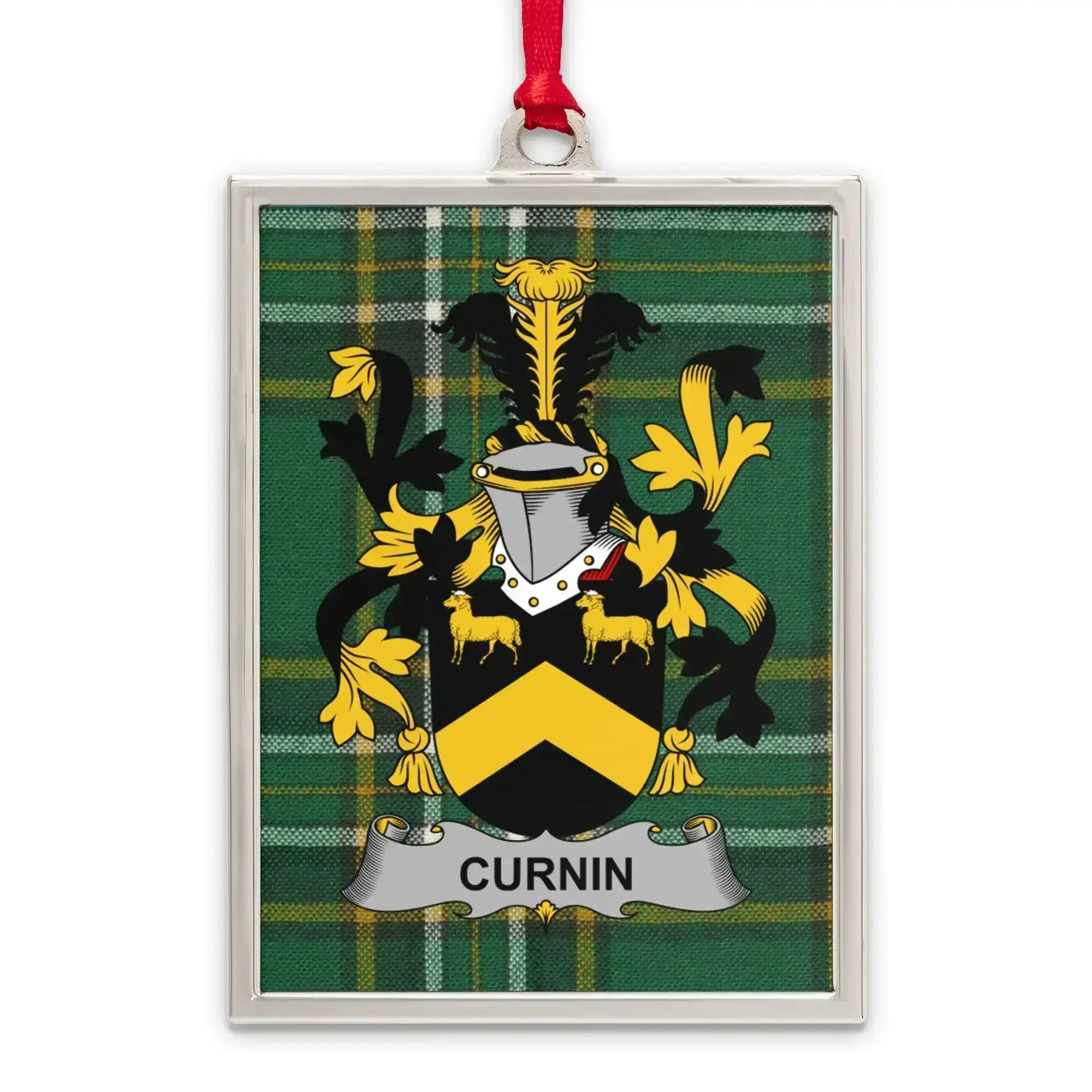 Curnin Family Crest Plaid Background Ornament product type