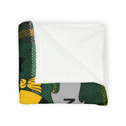 Cozy Fleece Blanket with Artistic Green Yellow Pattern