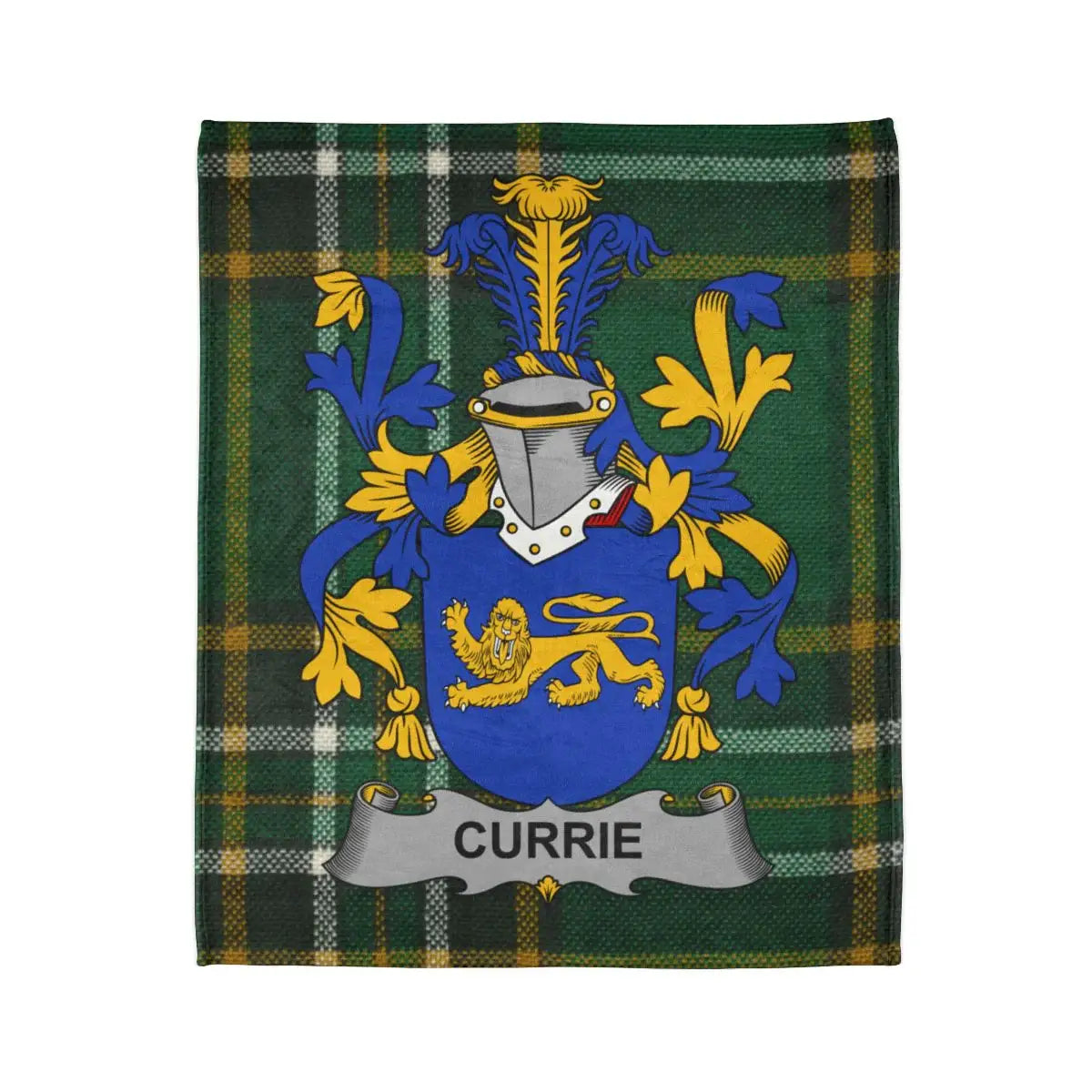 Currie Family Crest Tartan Background Blanket Product