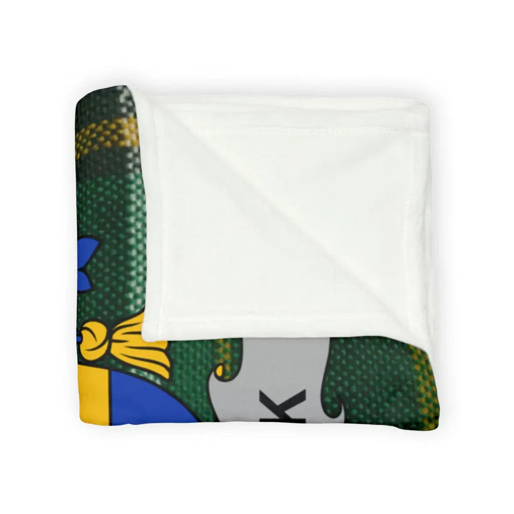 Cozy Illustrated Crest Warm Fleece Blanket