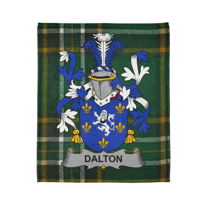 Dalton Crest with Green Plaid Background Blanket