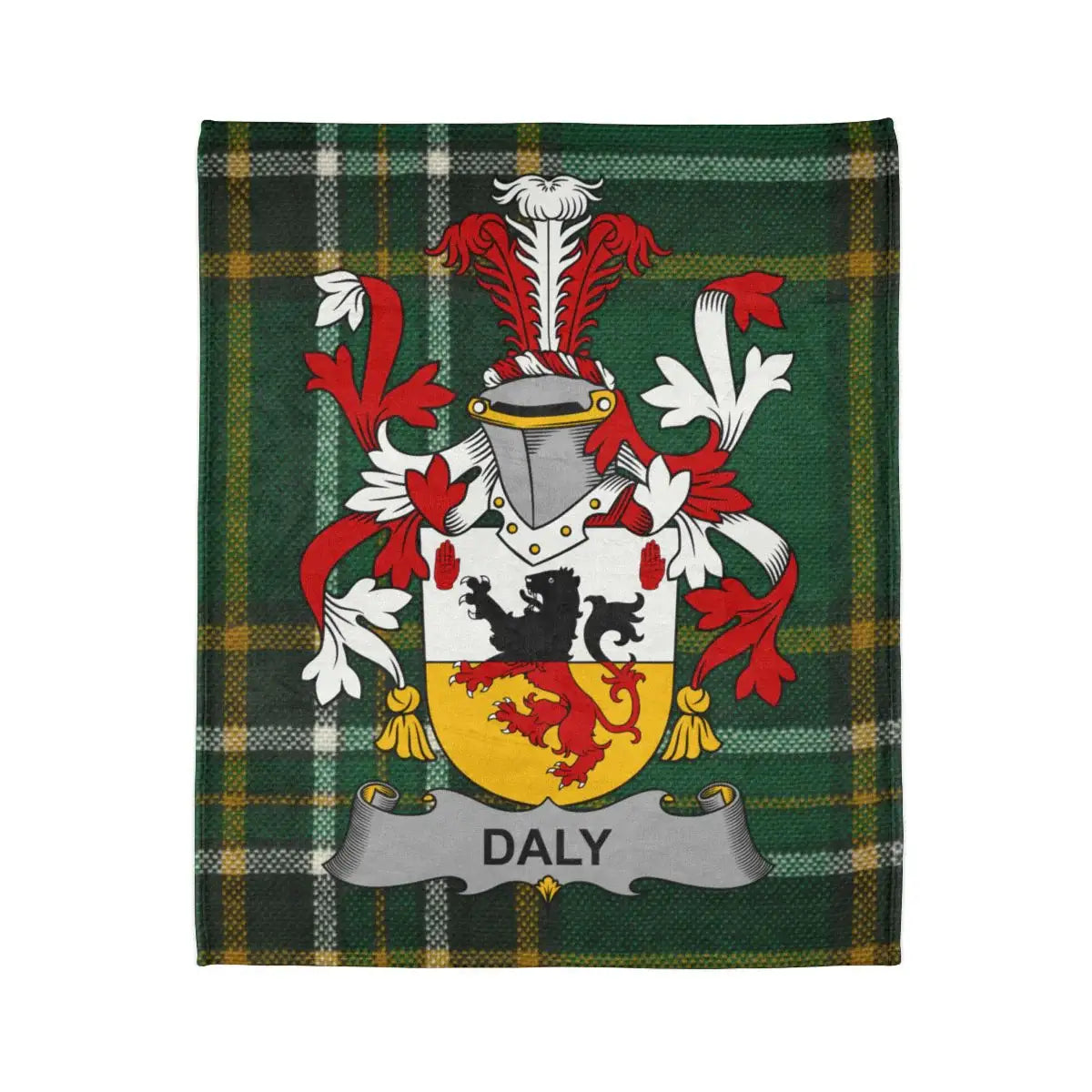 Daly Family Crest with Tartan Background product