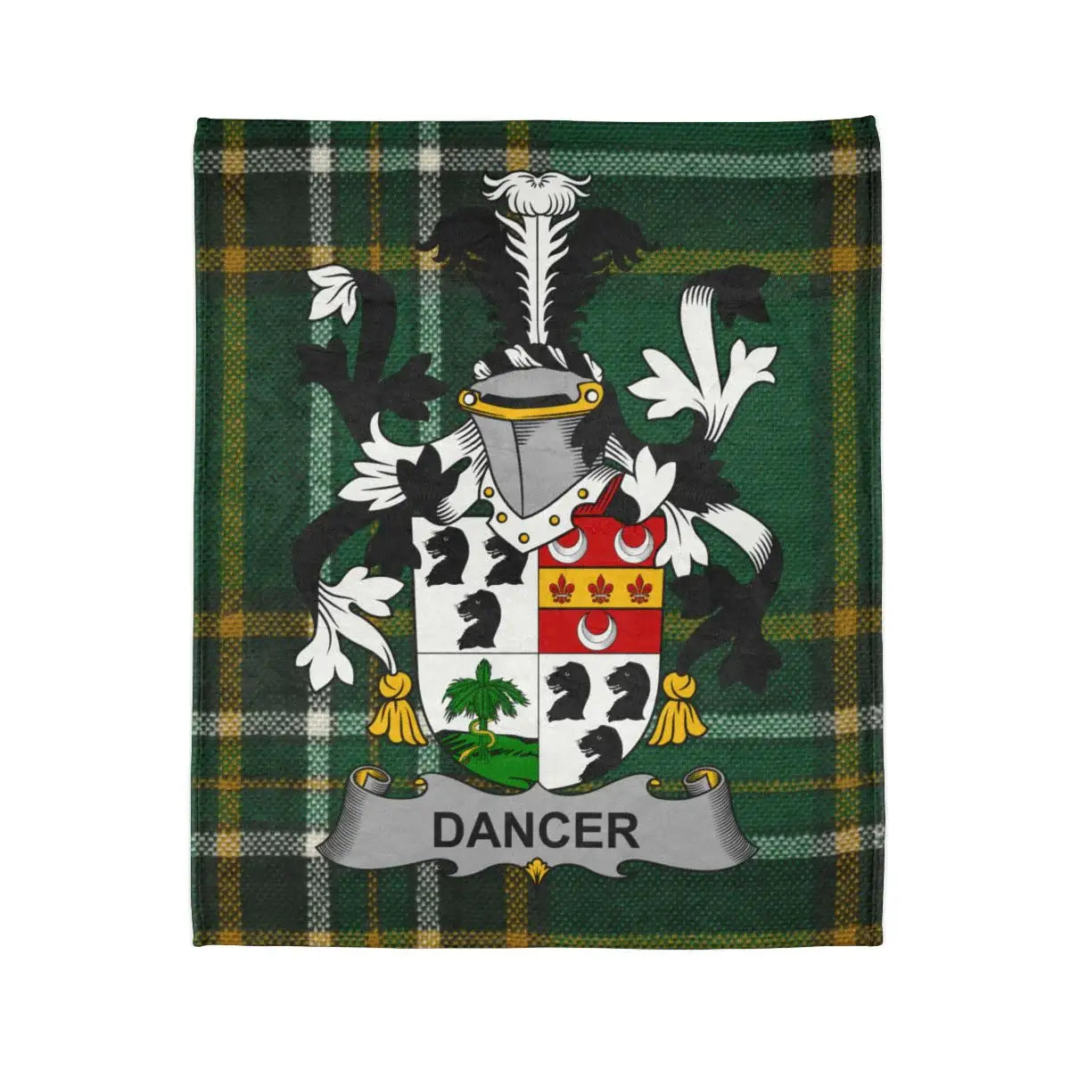 Dancer Coat of Arms Green Plaid Tartan Blanket