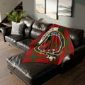 Clan Darroch tartan throw blanket — 50x60 printed polyester, crest and motto Be Watchful on front