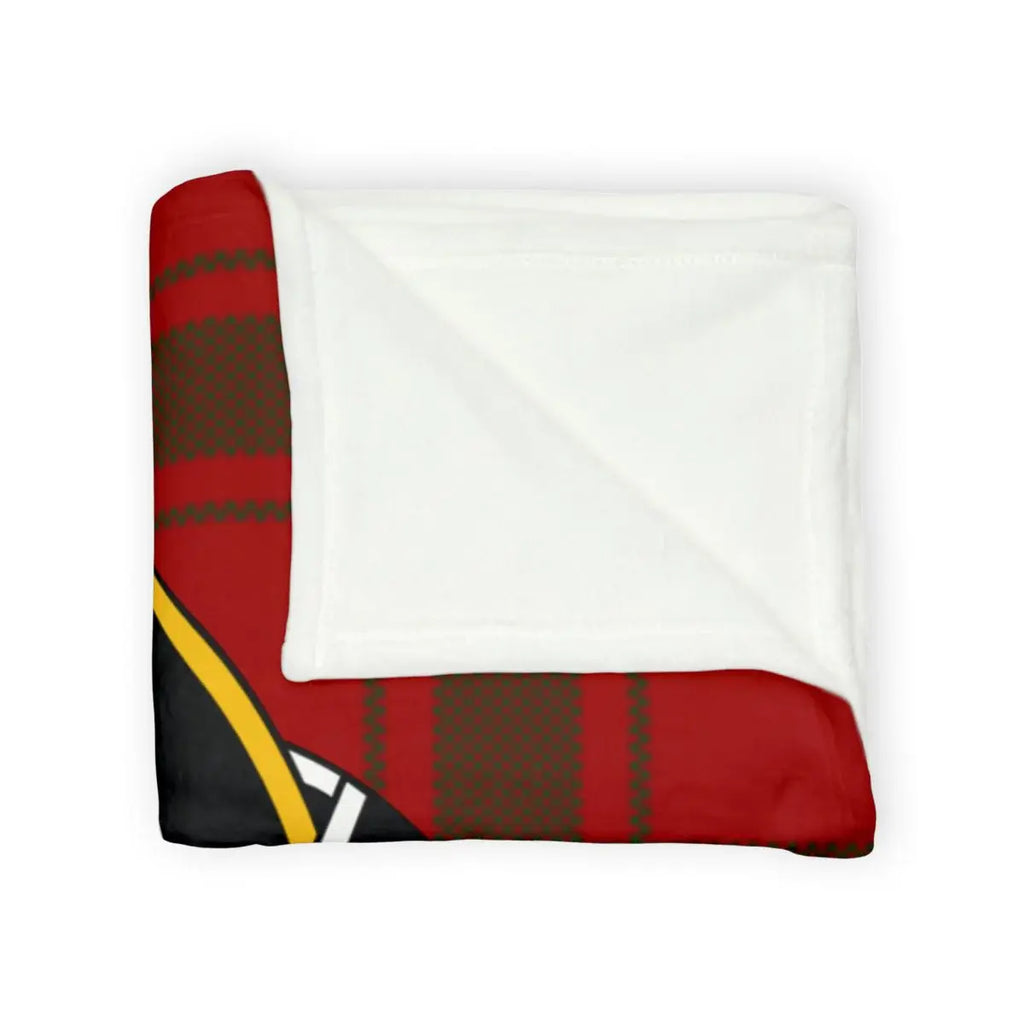 Clan Darroch printed throw blanket folded — lightweight polyester, hemmed edges