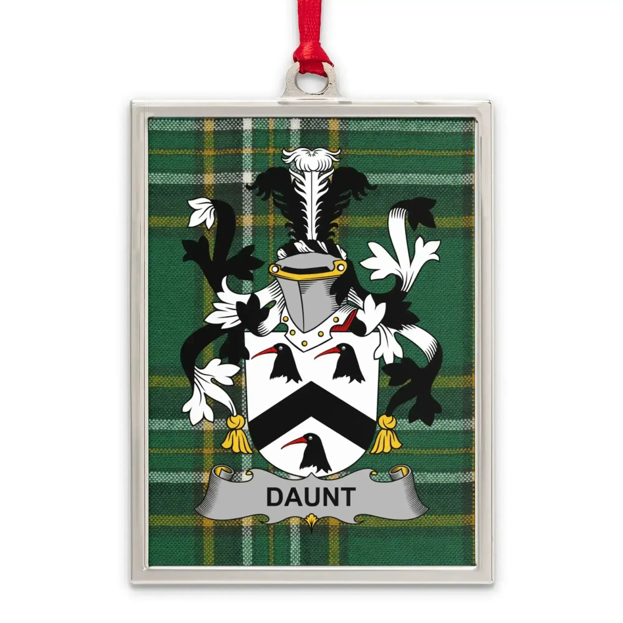 Personalized Daunt Family Crest Green Plaid Ornament product
