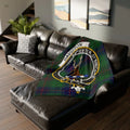 Davidson clan crest tartan throw blanket on sofa — 50x60 polyester, Sapienter Si Sincere design
