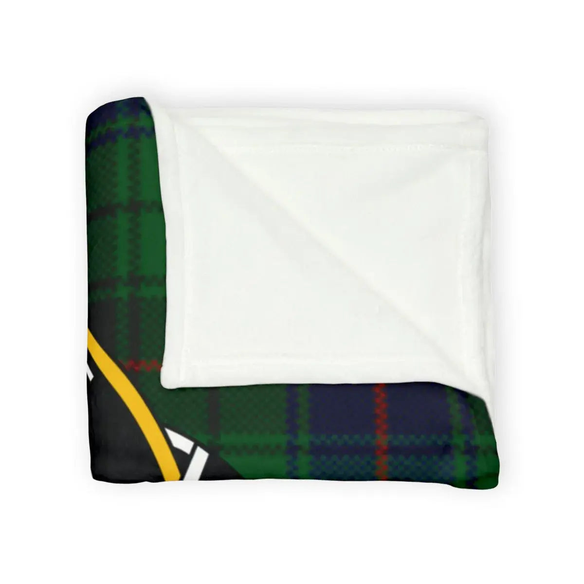Davidson clan crest throw blanket laid flat — 100% polyester, 50x60, tartan plaid pattern