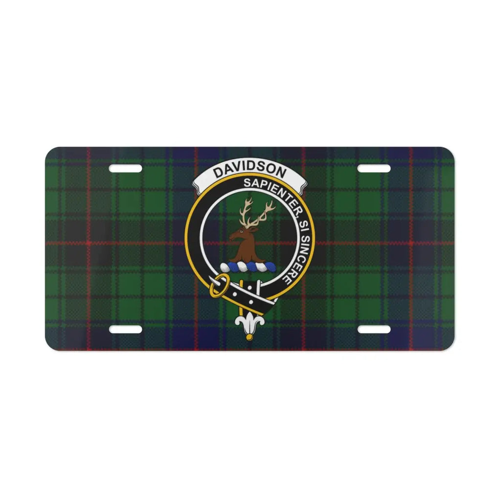 Davidson clan crest tartan design license plate — heraldic design with Wisely if Sincerely motto