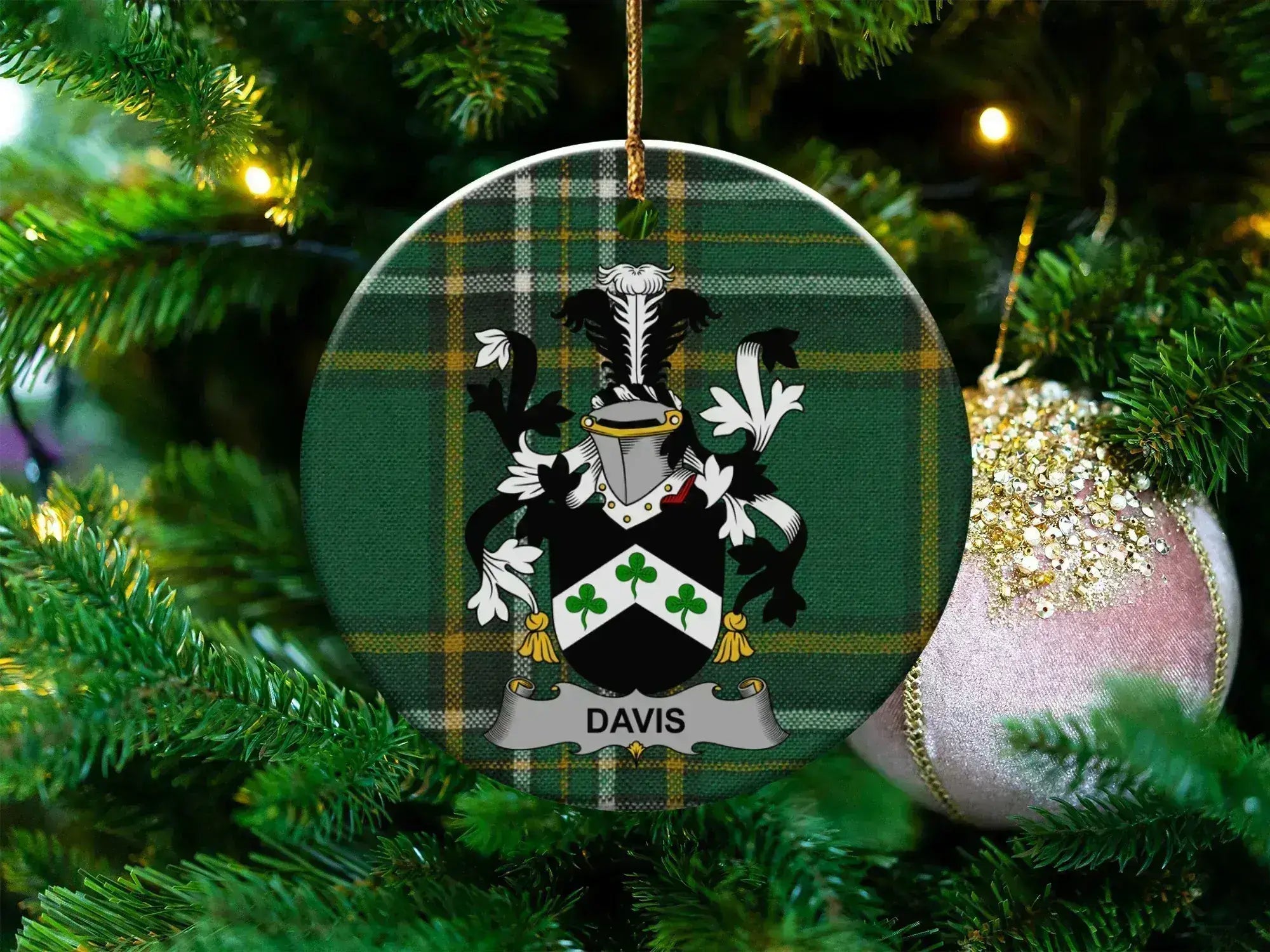 Davis Family Crest Christmas Tree Ornament