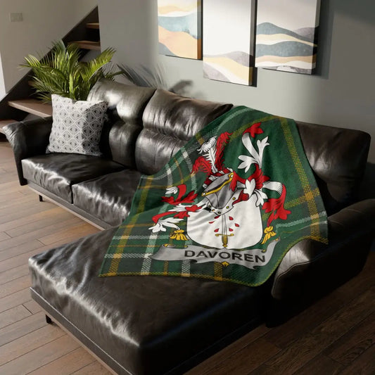 Davoren Coat of Arms Green Plaid Blanket