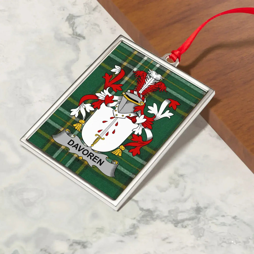 Davoren Family Crest Tartan Plaque Ornament product
