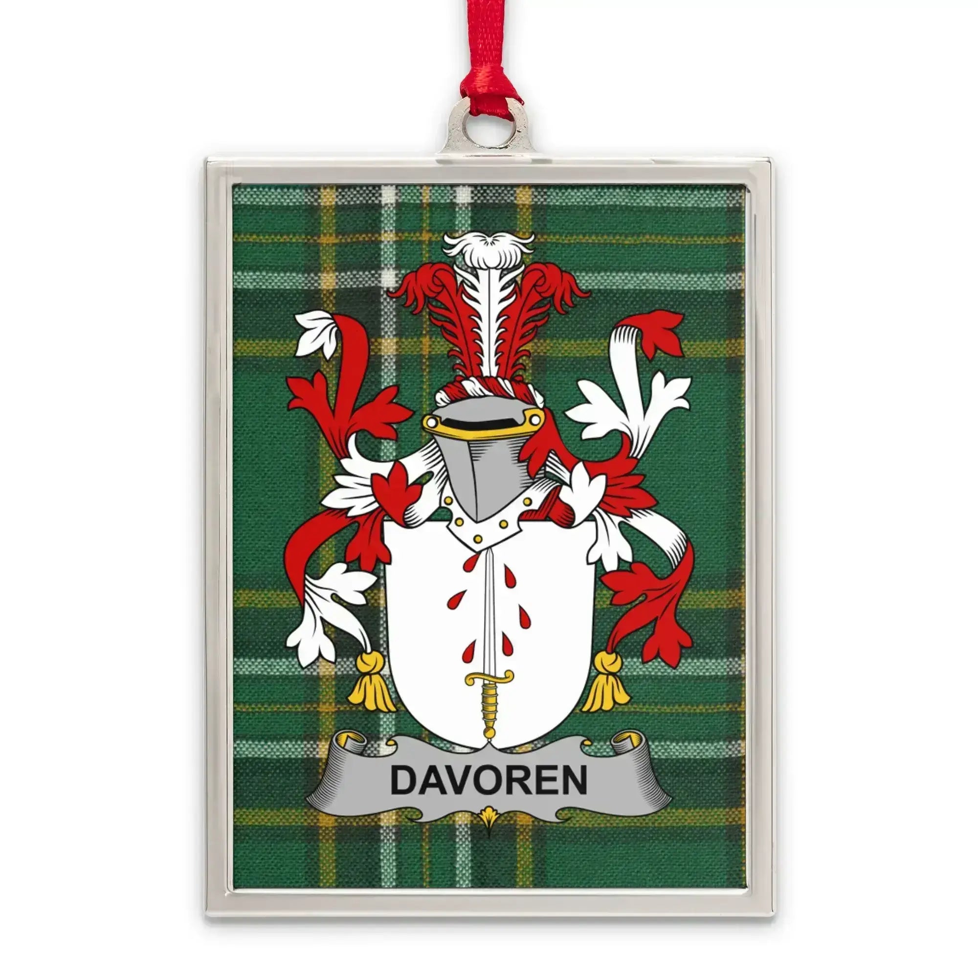 Davoren Coat of Arms Plaid Background Ornament product